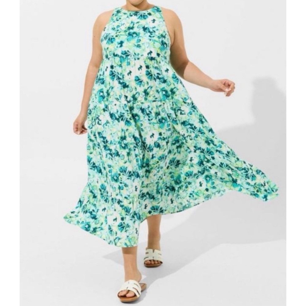 🆕 Maxi Washable Gauze Halter Tiered Dress 3 3X 22 24 NWT Torrid New! Floral